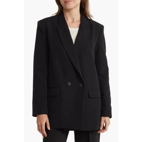 New RDI NORDSTROM Women's Black Oversize Double Breasted Blazer Size XL - Picture 1 of 7